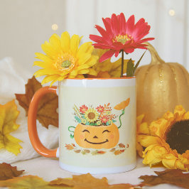 Halloween Blommigt Pumpkin Mugg