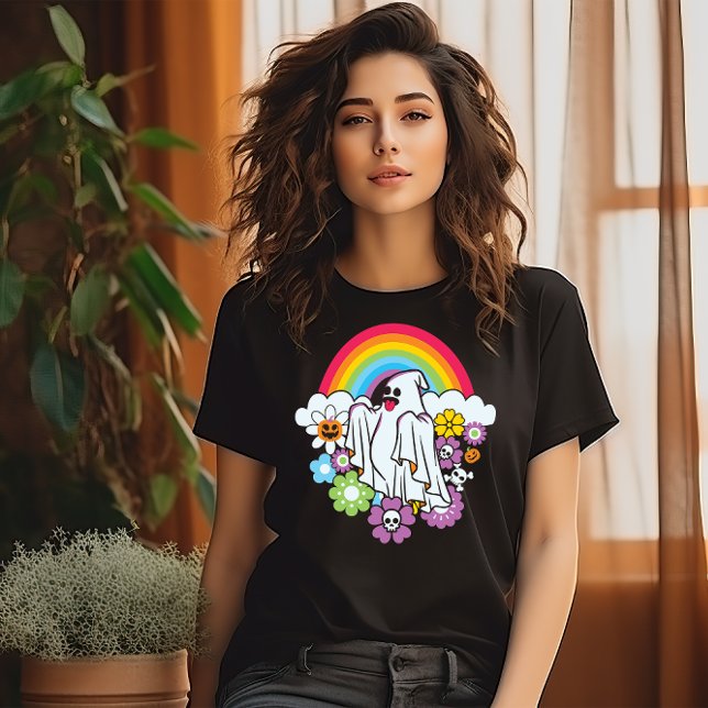 HALLOWEEN BLOMMIGT RAINBOW GHOST T SHIRT (Skapare uppladdad)