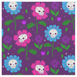 halloween blommigt skallblommor lila tyg