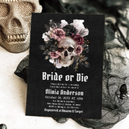 Halloween-Blommigt Skullbrid eller De-Möhippa Inbjudningar