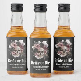 Halloween-Blommigt Skullbrid eller De-Möhippa Spritflaskor Etikett