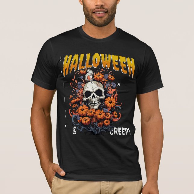 Halloween Blommigt Spooky Graphic T-shirt (Framsida)
