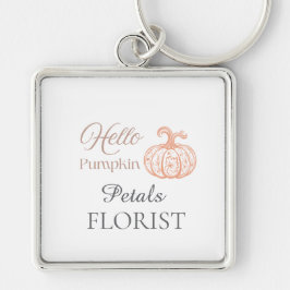 Halloween Blomsterbutik Varumärkesidentitet med Ha Fyrkantig Silverfärgad Nyckelring