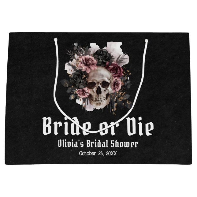 Halloween Blomsterlig Skalle Brud eller dö Bröllop (Framsidan)