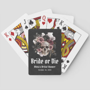 Halloween Blomsterlig Skalle Brud eller Dö Bröllop Casinokort