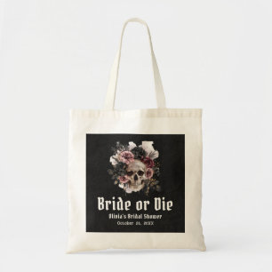 Halloween Blomsterlig Skalle Brud eller Dö Bröllop Tygkasse