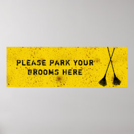 Halloween Blood Splattered Broom Parking Poster