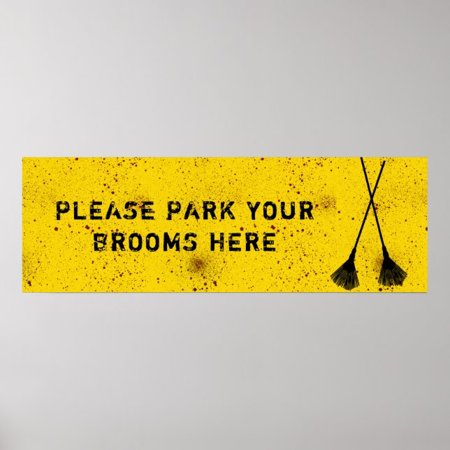 Halloween Blood Splattered Broom Parking Poster (Framsidan)