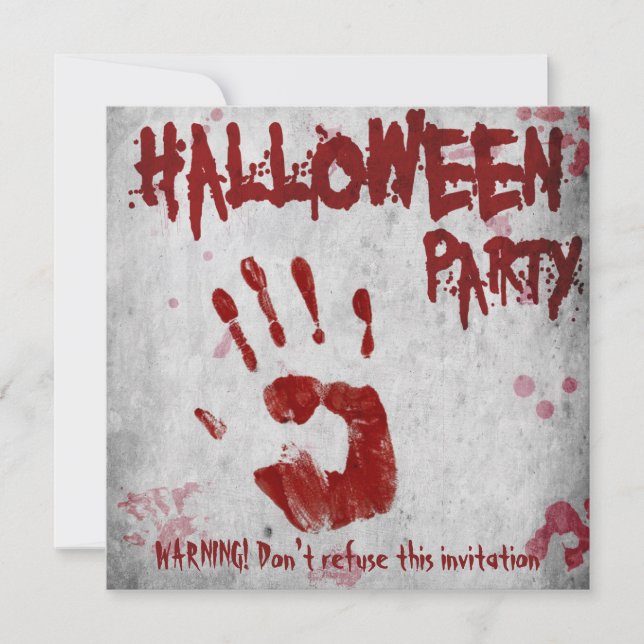 Halloween Bloody Hand Handprint Bloodfläcks Inbjudningar (Framsida)