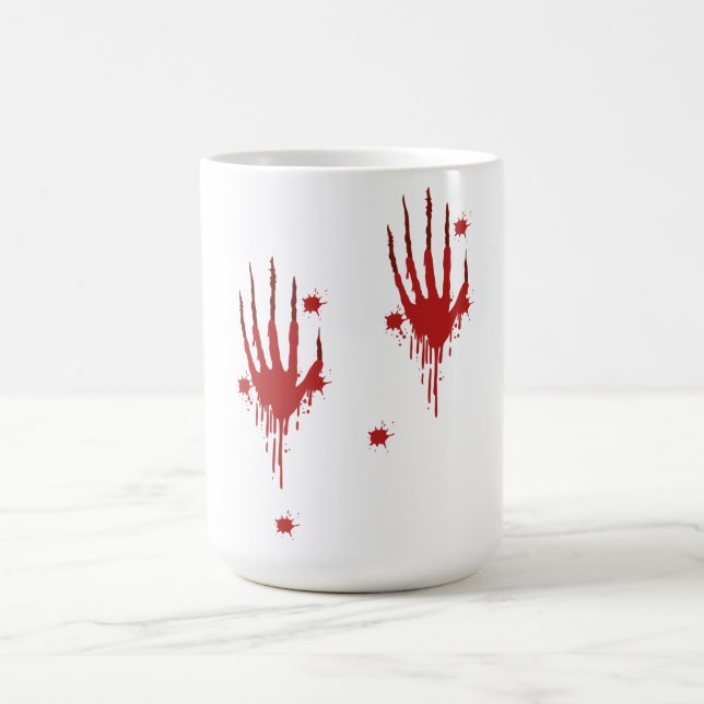 "Halloween Bloody Händer Mugg - Scary Blood Splatt (Center)
