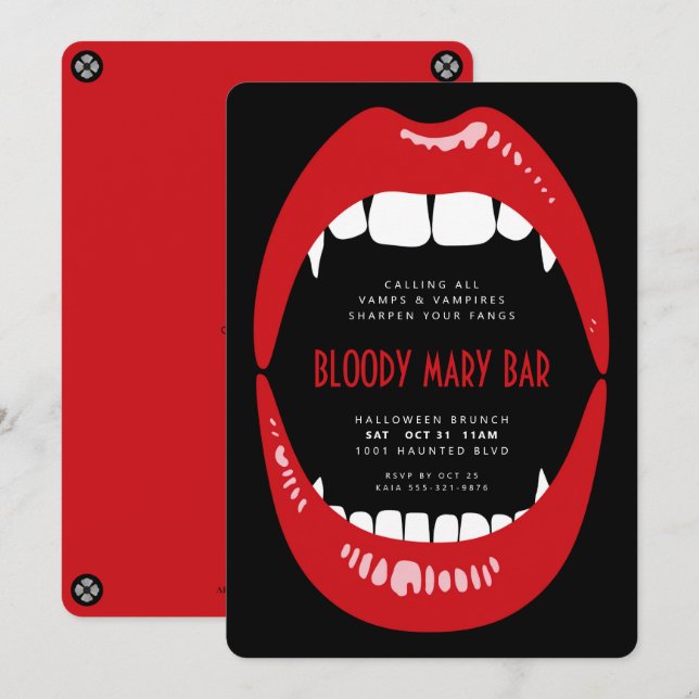 Halloween Bloody Mary Vampire Brunch-inbjudan Inbjudningar (Fram/baksida)