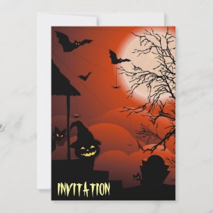 Halloween Bloody Moonlight Nightmare Inbjudningar