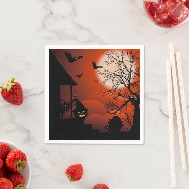 Halloween Bloody Moonlight Nightmare Pappersservett (Insitu)