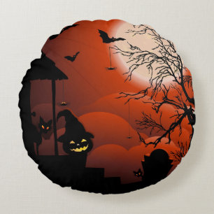Halloween Bloody Moonlight Nightmare Rund Kudde