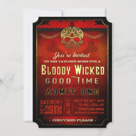 Halloween Bloody Wicked Red & Guld Party Inbjudan