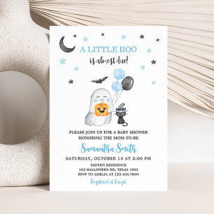 Halloween Blue A Little Boo Baby Shower Inbjudningar