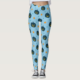 Halloween Blue Black Minimal Mönster Leggings