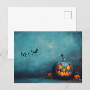 Halloween Blue Bus eller godis Vykort