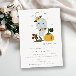 Halloween Blue Ghost Little Boo Baby Shower Inbjud Tack Kort
