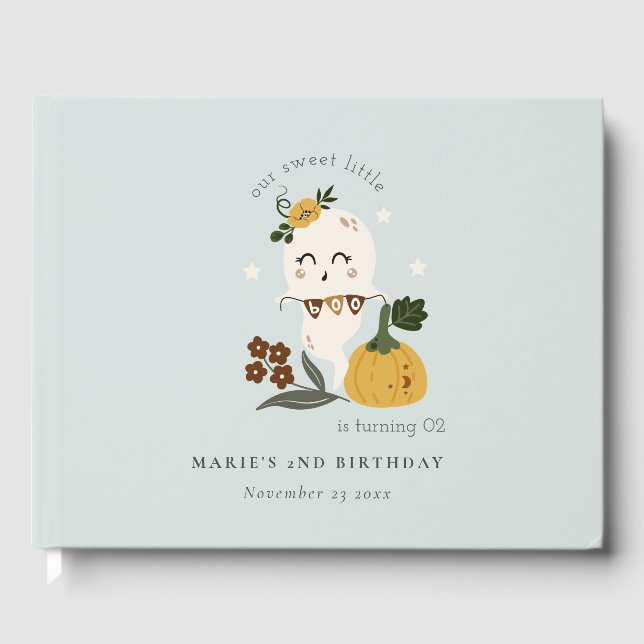 Halloween Blue Ghost Little Boo i alla åldrar Gästböcker (Framsida)