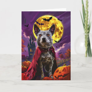 Halloween Blue Heeler Hund Pumpa Skräckinjagande Kort