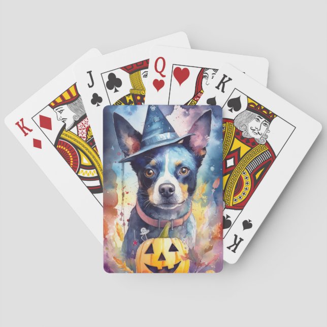 Halloween Blue Heeler med pumpor Casinokort (Baksidan)