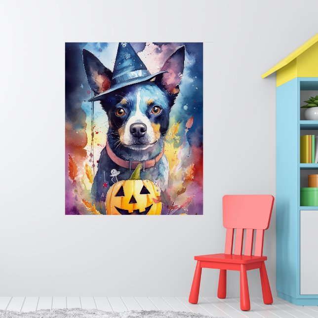 Halloween Blue Heeler med pumpor Poster (Barnkammare 1)