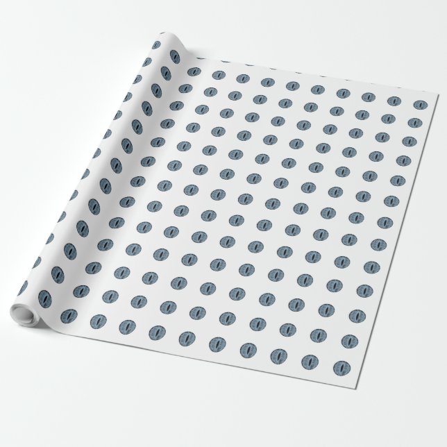 Halloween Blue Polka Dot Öga Presentpapper (Utrullad)