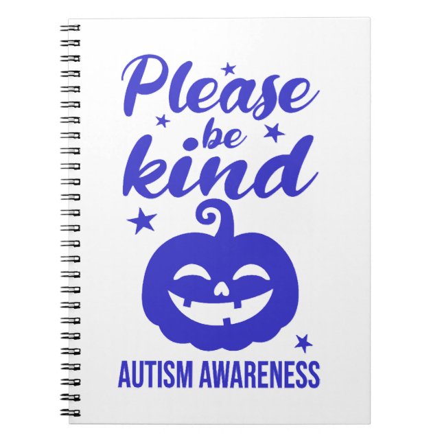Halloween Blue Pumpkin Autisim Awareness Anteckningsbok (Framsidan)