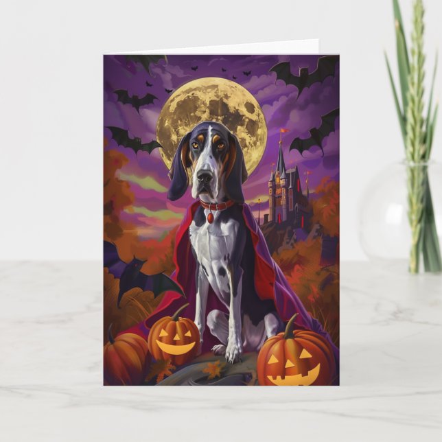 Halloween Bluetick Coonhound Hund Pumpa Skräck  Kort (Framsida)