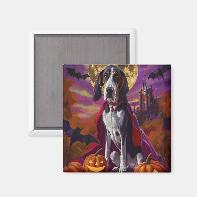 Halloween Bluetick Coonhound Hund Pumpkins Scary Magnet (Front/Back)