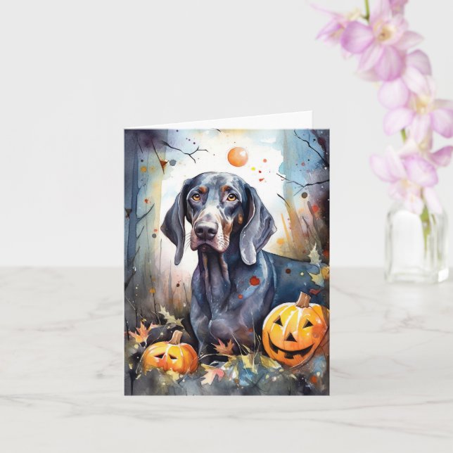 Halloween Bluetick Coonhound Med Pumpalaskar Läski Kort (Orkide)