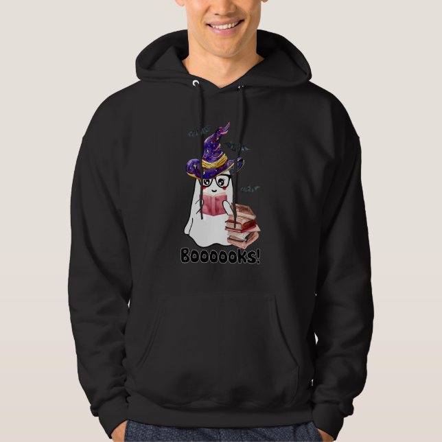 Halloween Böcker Spök Läsning Bö Läs Böcker Lib Hoodie (Framsida)