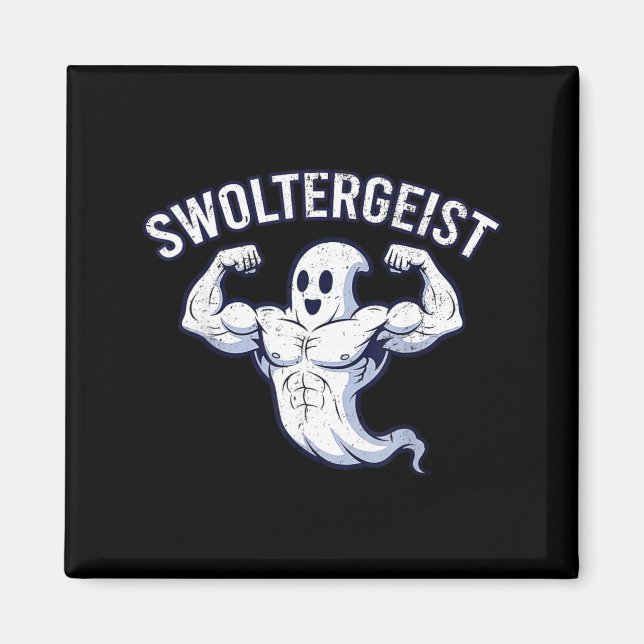 Halloween Bodybuilding Spöke Roligt Swoltergeist Magnet (Framsidan)