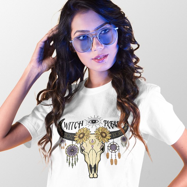 HALLOWEEN BOHO EVIL ÖGA WITCH SKULL T SHIRT (Skapare uppladdad)