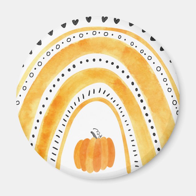 Halloween Boho Rainbow & Pumpkin Mönster Magnet (Framsidan)