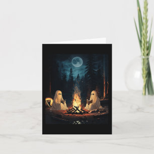 Halloween Bok Reading Ghost Forest Camping Vintag Kort