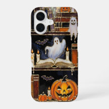 Halloween Bokhylla Telefonfodral Ghost Pumpa Mysig