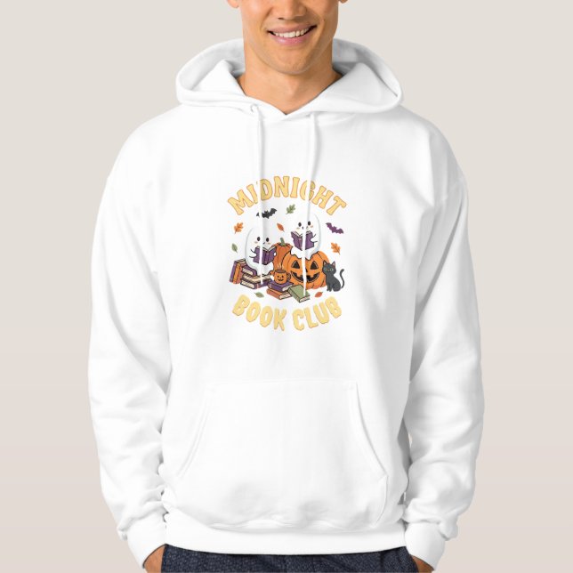 Halloween bokklubb spök läsning pumpa design_1 hoodie (Framsida)