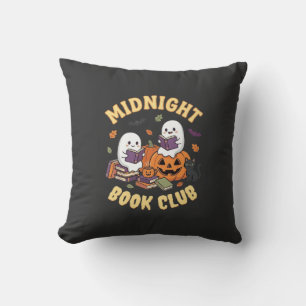 Halloween bokklubb spök läsning pumpa design_1 kudde