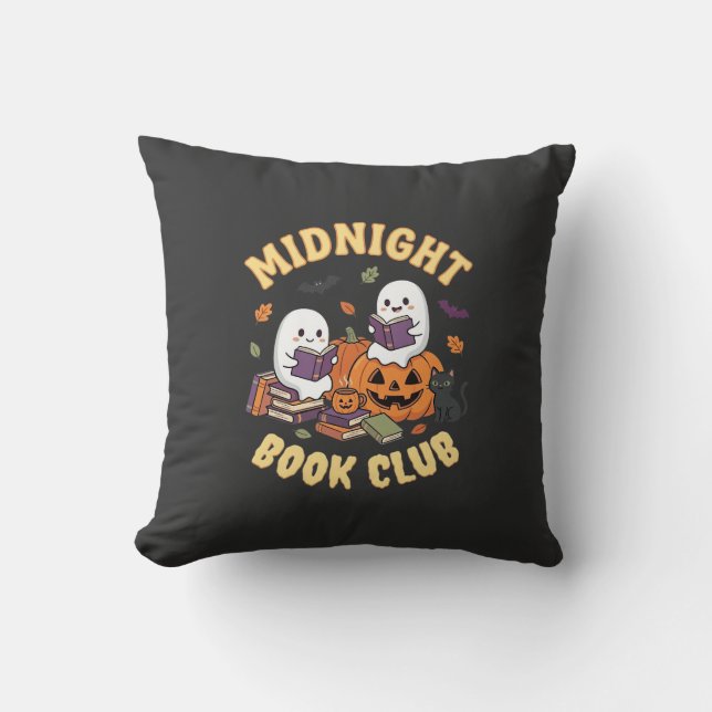 Halloween bokklubb spök läsning pumpa design_1 kudde (Framsida)