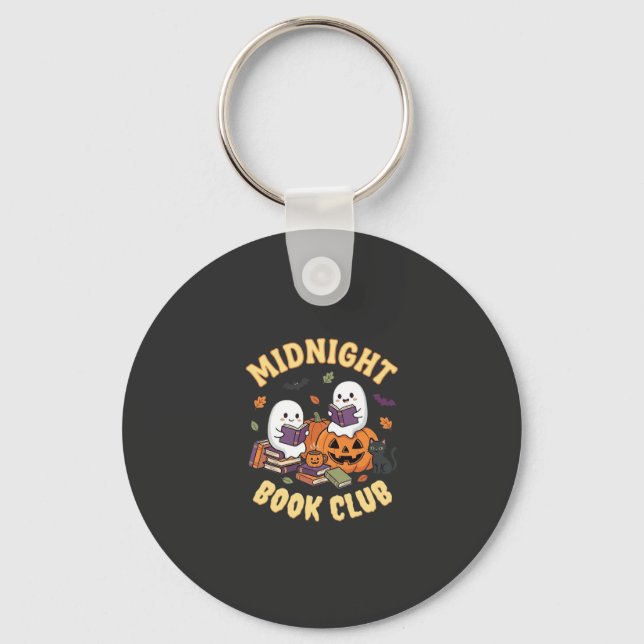 Halloween bokklubb spök läsning pumpa design_1 nyckelring (Framsida)