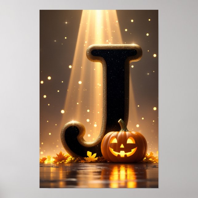 Halloween Bokstav J Pumpa Barn Klassrum Alfabetet Poster (Framsidan)