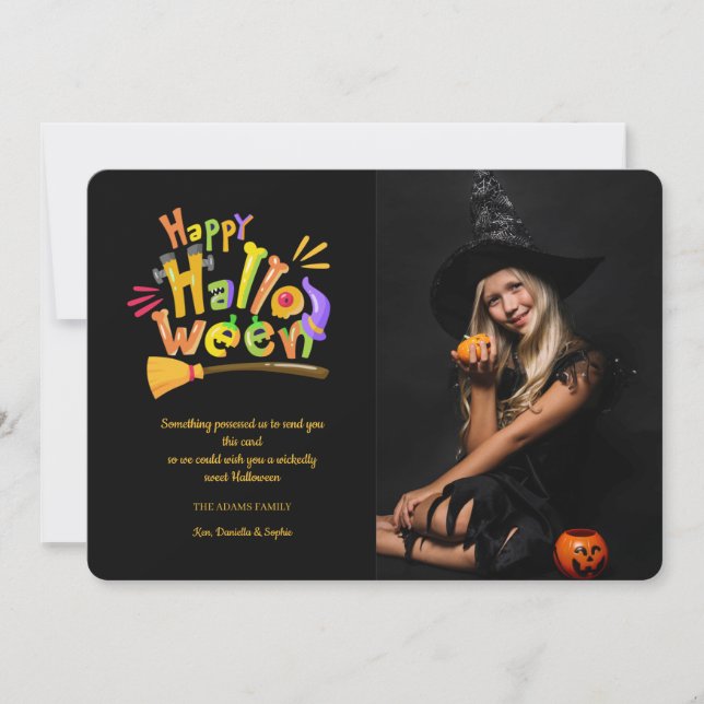 Halloween Bokstäver Fotokort Julkort (Framsida)