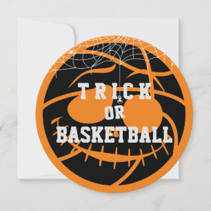 Halloween Boll Trick eller Basketball Birthday Inbjudningar