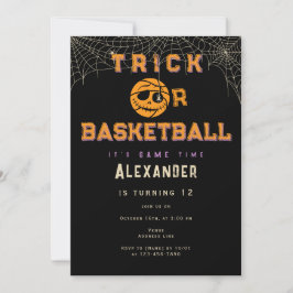 Halloween Boll Trick eller Basketball Birthday Inbjudningar