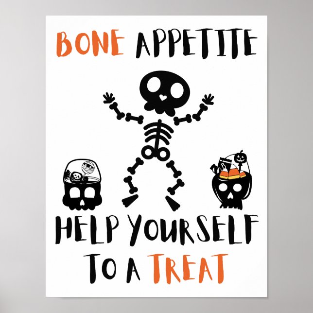 Halloween Bone Appetite skeleton creepy candy door Poster (Framsidan)