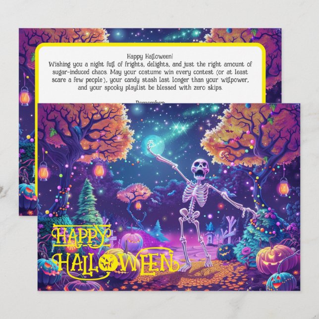 Halloween Bone till Var Vild! Kort! Inbjudningar (Fram/baksida)