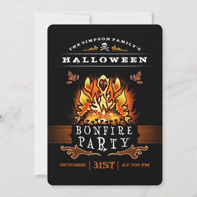 Halloween Bonfire Party-inbjudan Inbjudningar (Framsida)