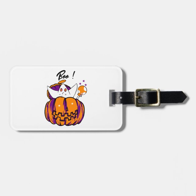 Halloween Boo Bagagebricka (Horisontell Framsida)